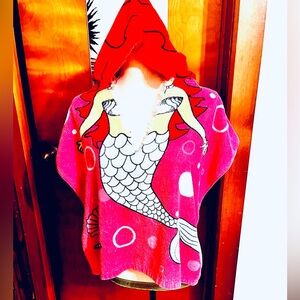 Mermaid poncho hooded terry cloth swim cover up